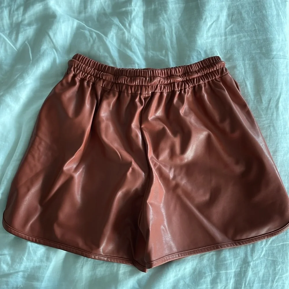 A.L.C. Drawstring vegan-leather shorts. Worn once. - Picture 2 of 4